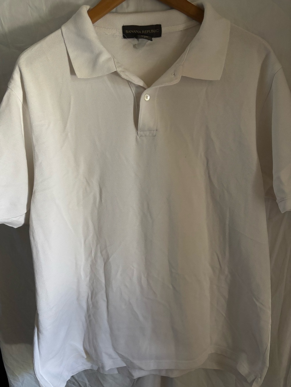 Banana Republic Men's White Short-Sleeve Polo